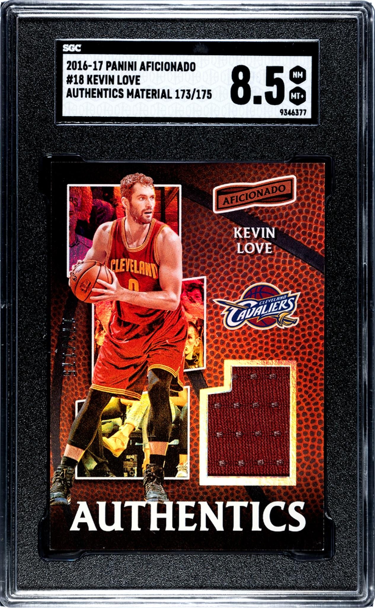 2016 Aficionado #18 Kevin Love Authentics Material /175 SGC 8.5