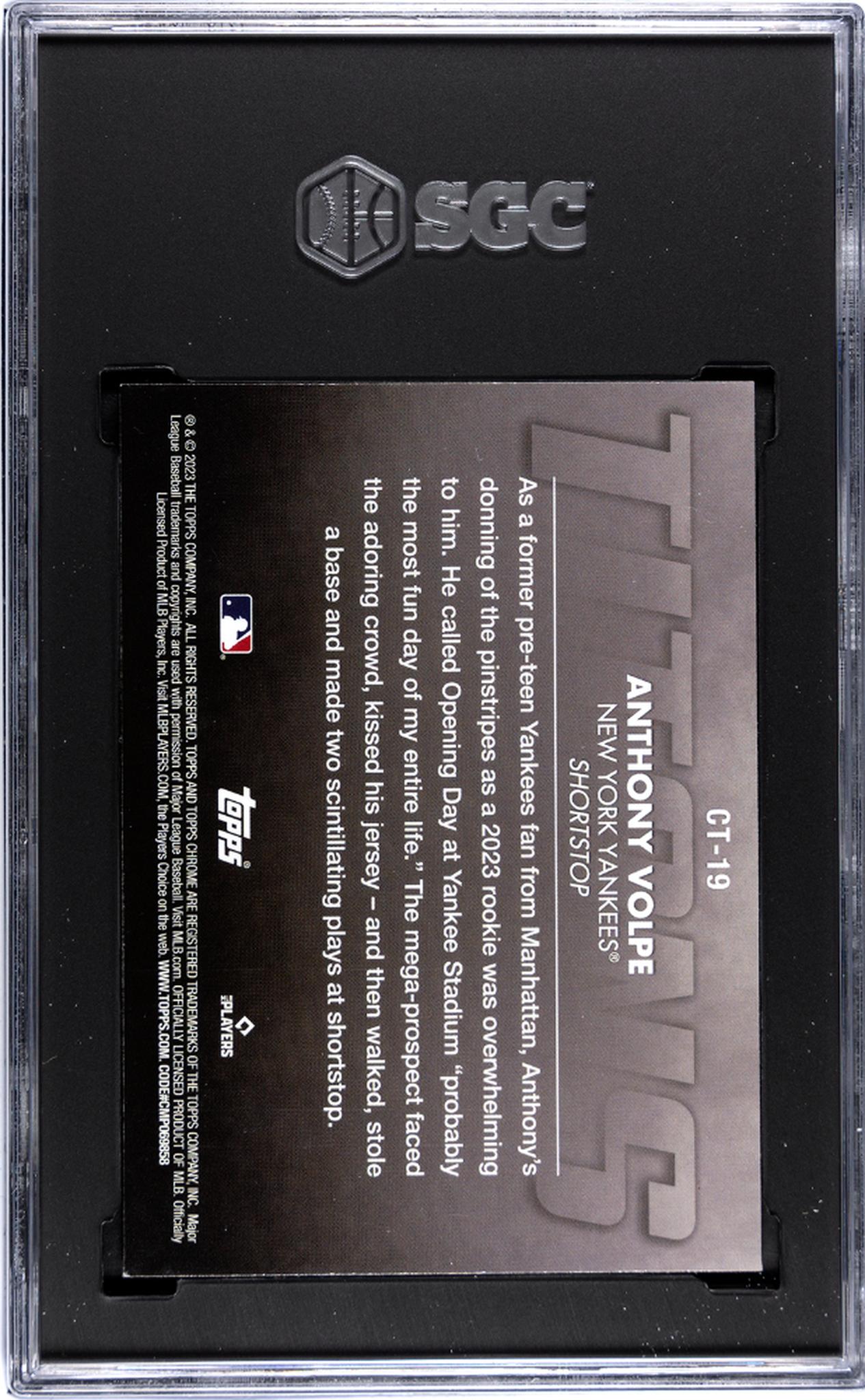 2023 Topps Chrome Update #CT-19 Anthony Volpe Titans SGC 9