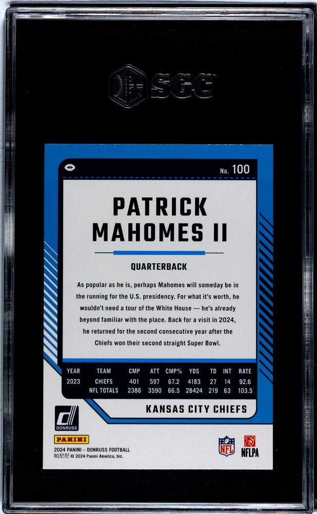 2024 Panini Donruss Patrick Mahomes II #100 SGC 9.5