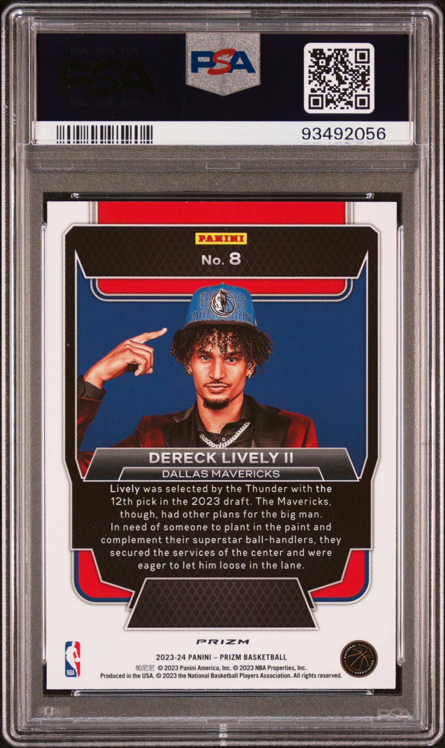 2023 Panini Prizm Luck of the Lottery Prizms Silver Dereck Lively II #8 PSA 10