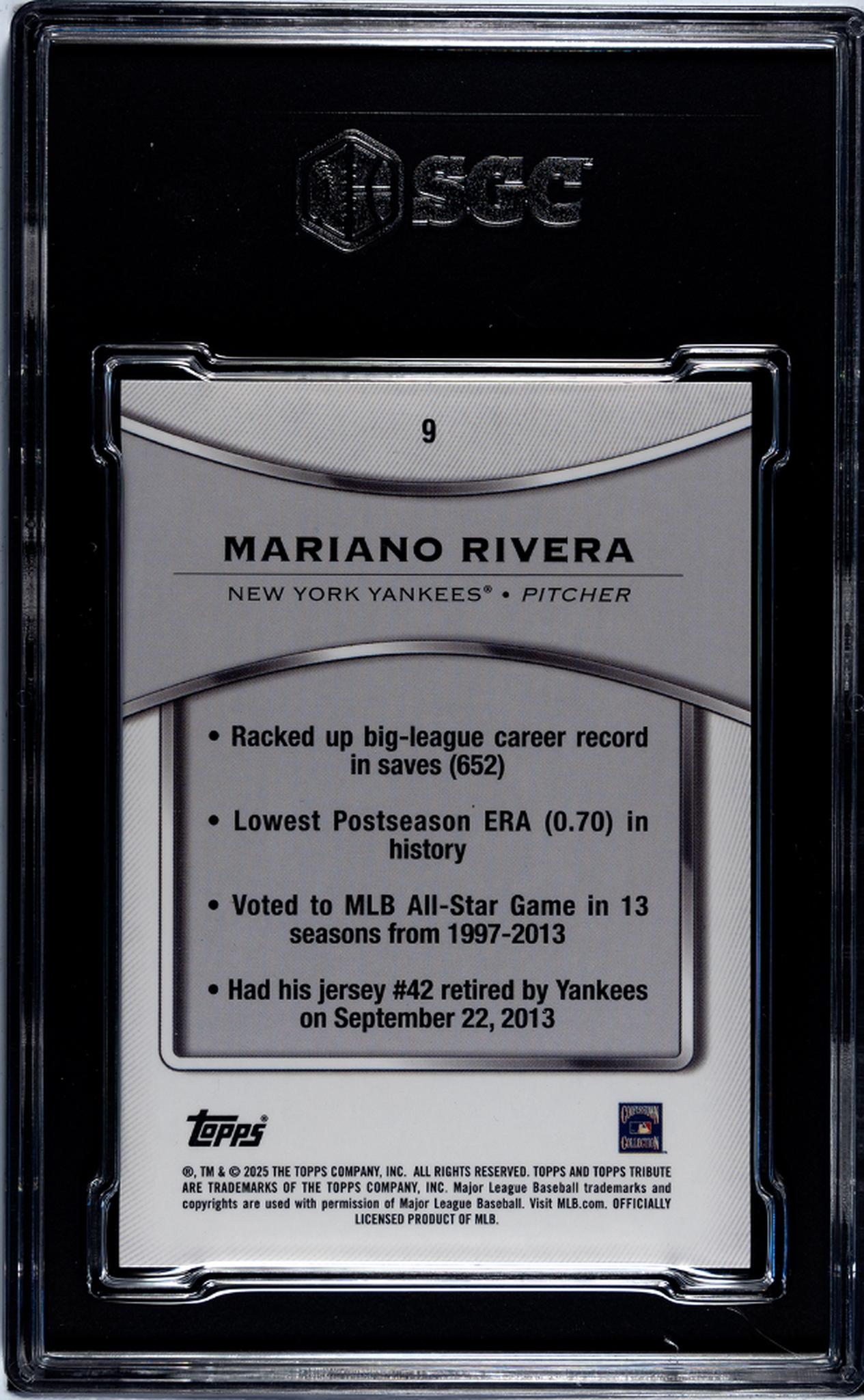 2025 Topps Tribute #9 Mariano Rivera SGC 9.5