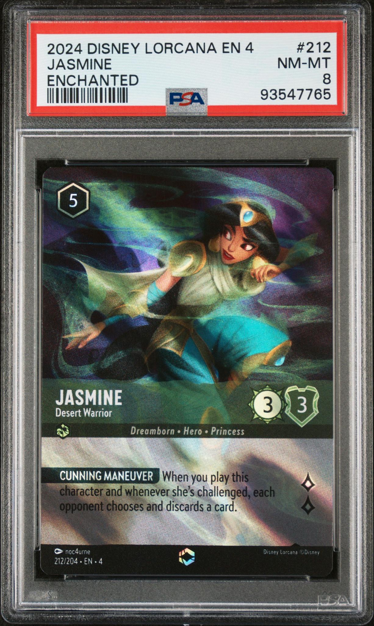 2024 Disney Lorcana Ursula's Return #212 Jasmine Desert Warrior Enchanted Foil E PSA 8