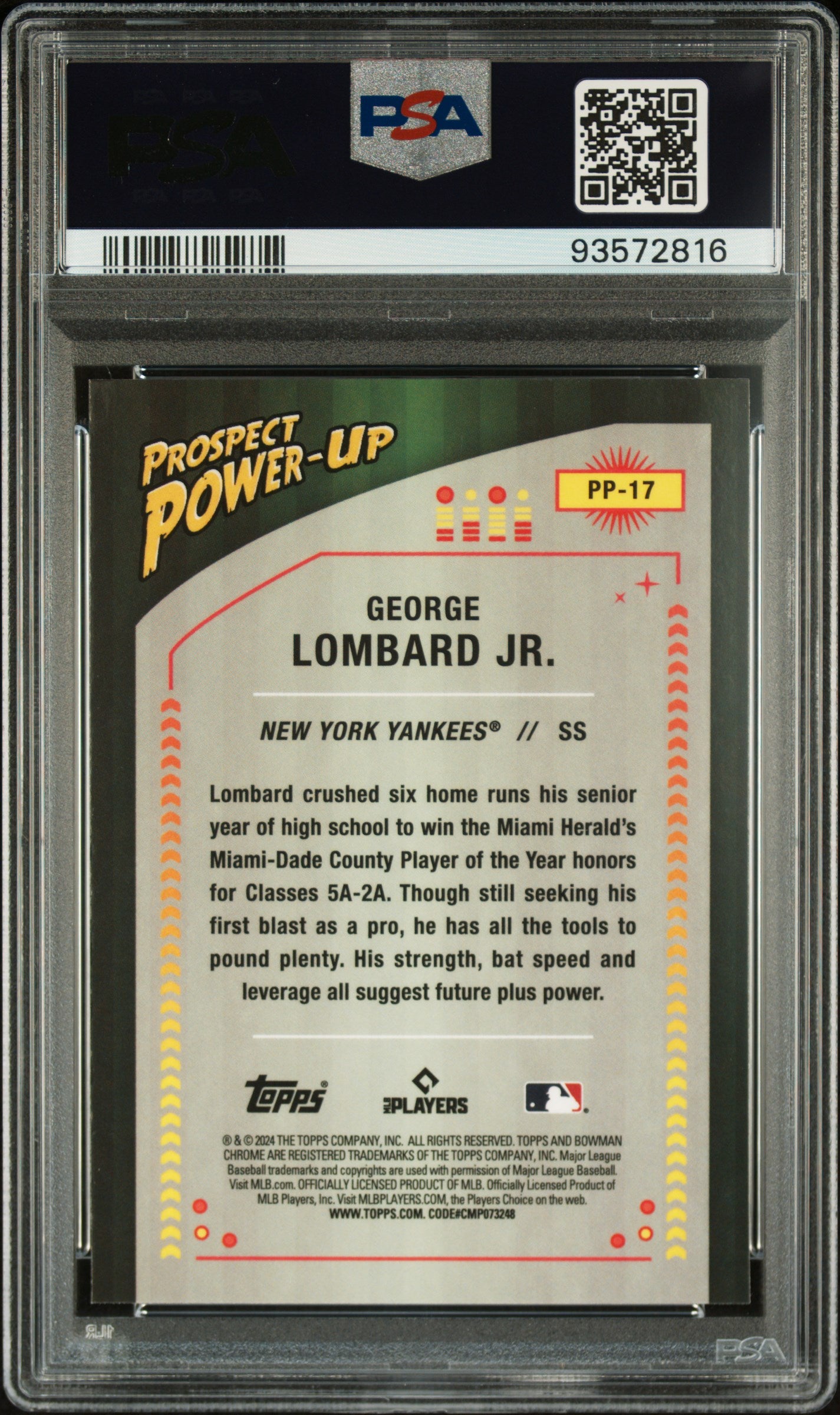 2024 Topps Bowman Mega Box Prospect Power-Up George Lombard Jr. #PP-17 PSA 10