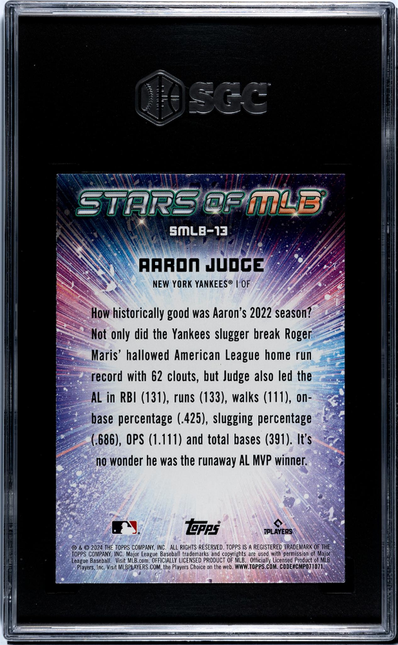 2024 Topps Stars of MLB Aaron Judge #SMLB-13 SGC 9
