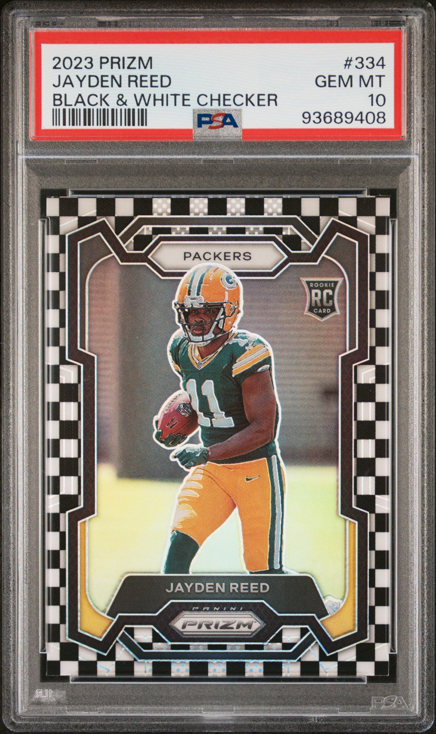 2023 Prizm #334 Jayden Reed Black & White Checker PSA 10