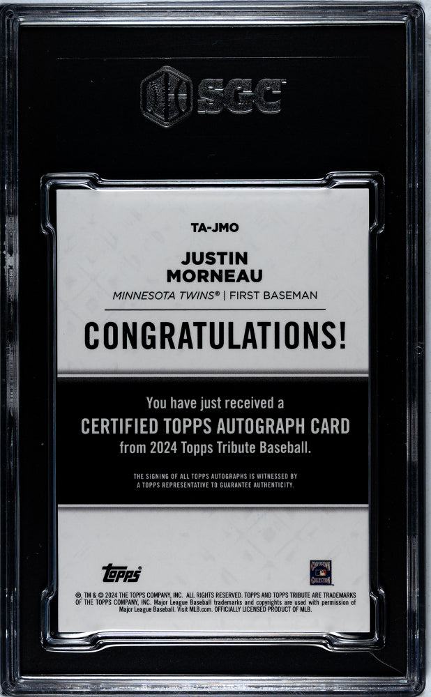 2024 Topps Tribute Autographs Justin Morneau #TA-JMO Auto /199 SGC 9.5 Auto 10
