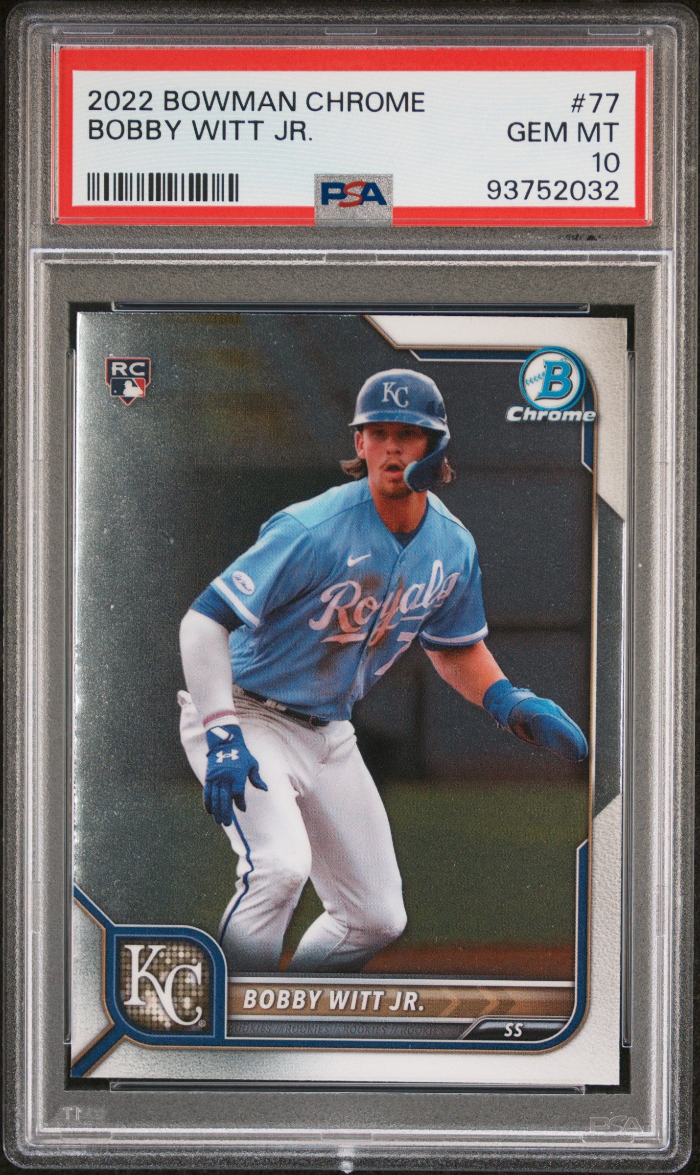 2022 Topps Bowman Chrome Bobby Witt Jr. #77 RC PSA 10