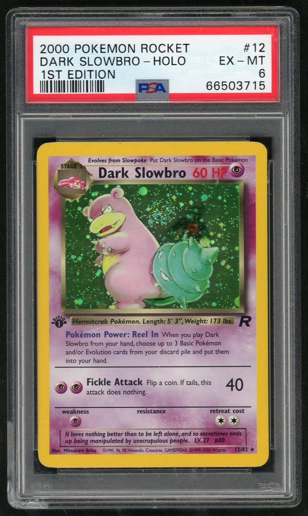 2000 Pokemon Team Rocket 1st Edition Holo Dark Slowbro #12 PSA 6