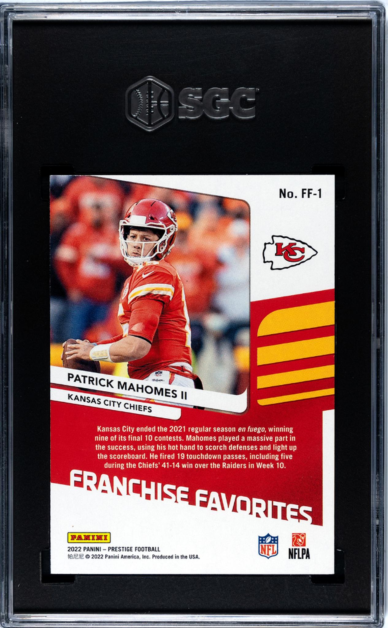 2022 Panini Prestige Franchise Favorites Patrick Mahomes II #FF-1 SGC 10