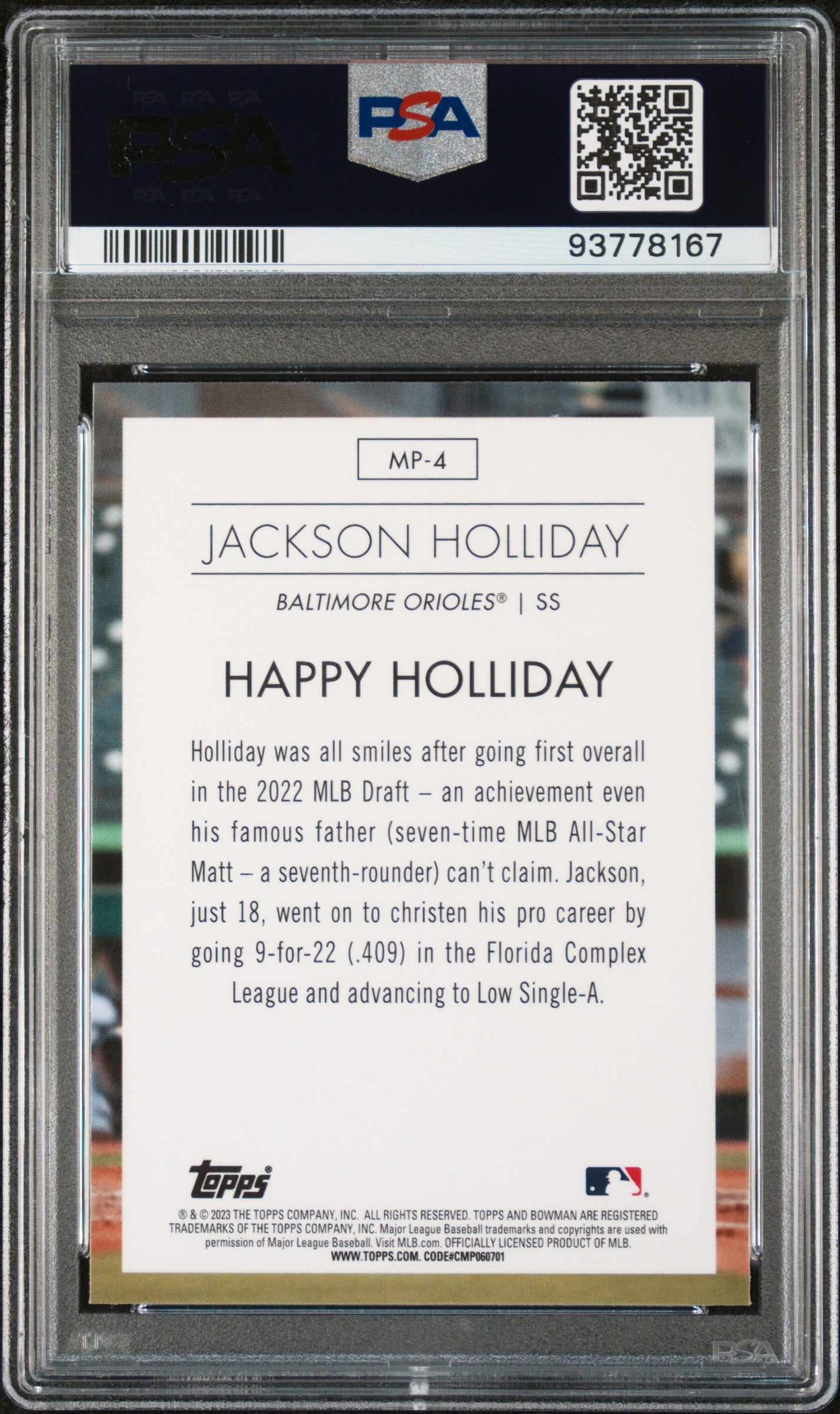 2023 Topps Bowman Modern Prospects Jackson Holliday #MP4 PSA 10