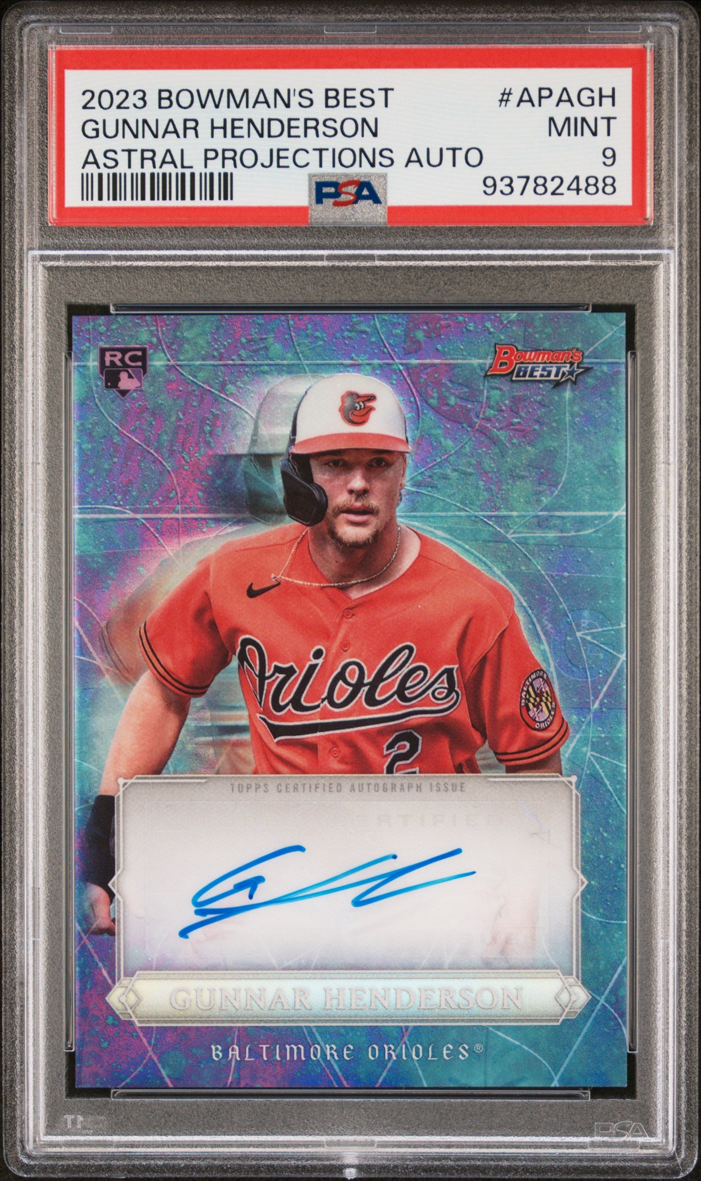 2023 Bowman's Best Astral Projections Autographs Gunnar Henderson #APAGH /99 PSA 9