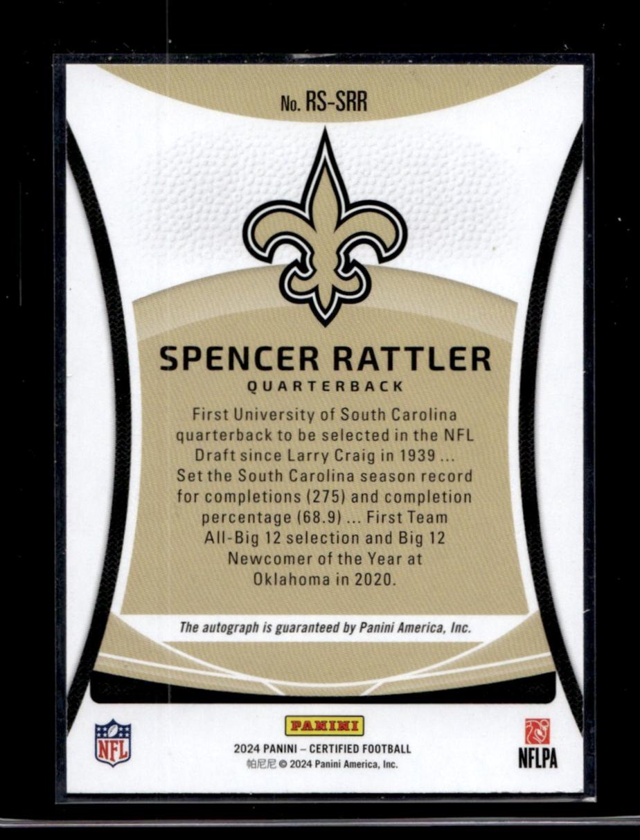 2024 Panini Certified RS-SRR Spencer Rattler Rookie /149 Saints Auto