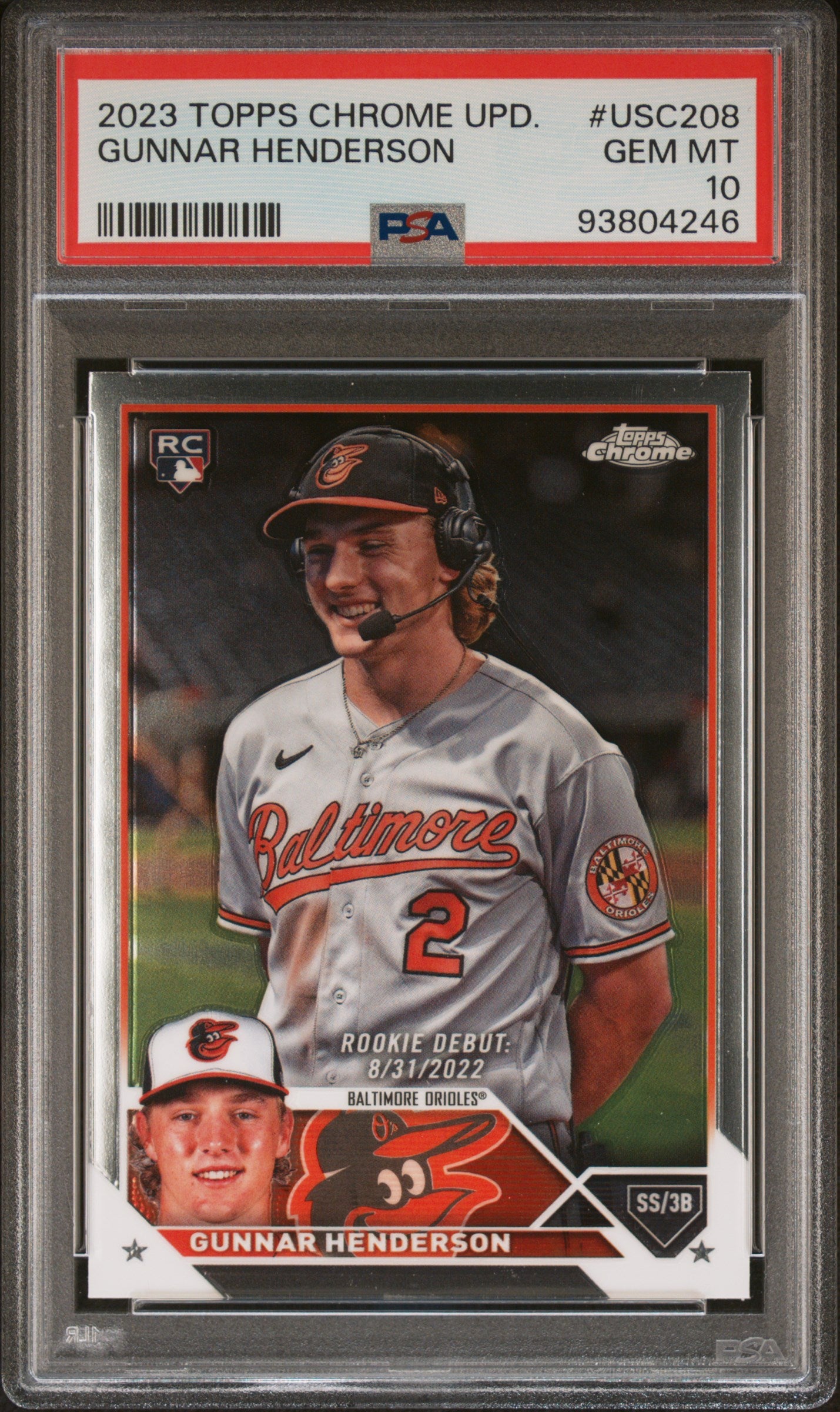 2023 Topps Chrome Update #USC208 Gunnar Henderson PSA 10