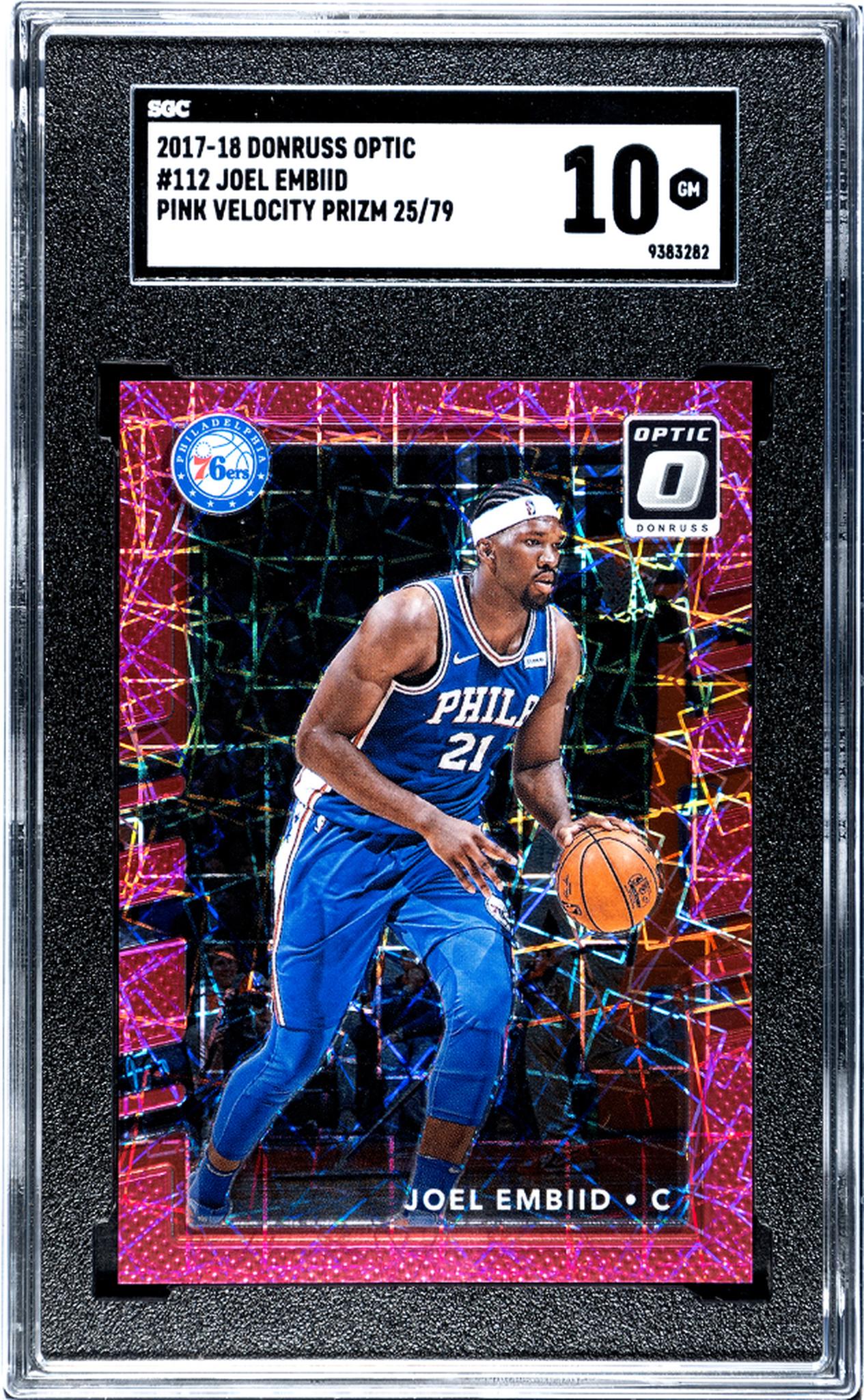 2017 Donruss Optic #112 Joel Embiid Pink Velocity Prizm /79 SGC 10