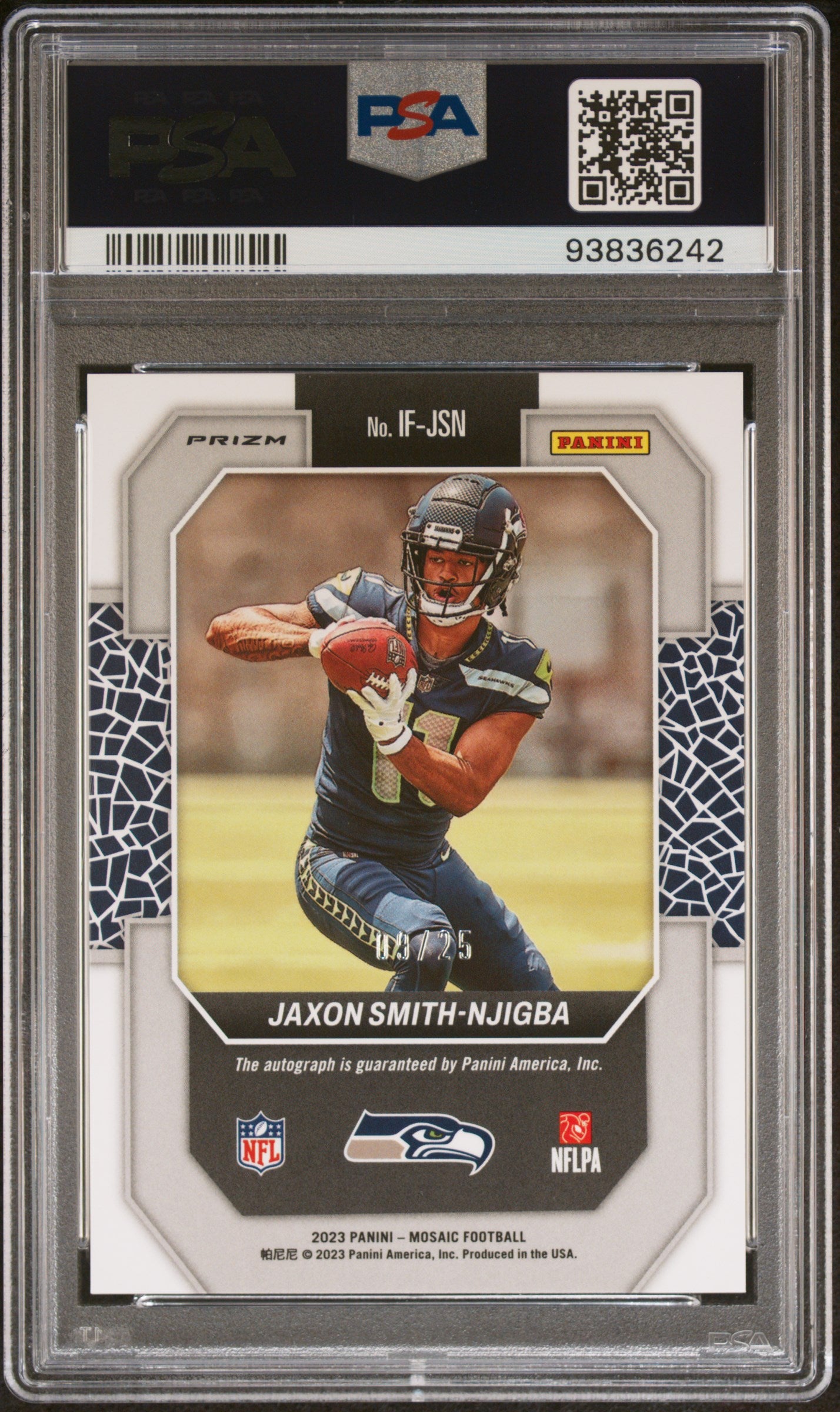 2023 Panini Mosaic In Focus Green Jaxon Smith-Njigba #IF-JSN Auto /25 PSA 10
