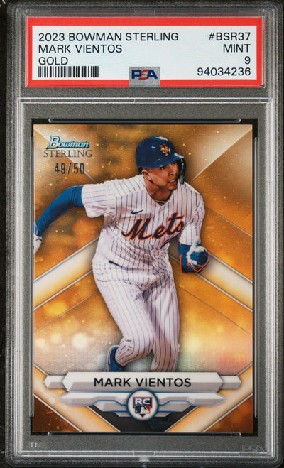 2023 Bowman Sterling Mark Vientos Rookie Revelation Gold #BSR-37 /50 PSA 9