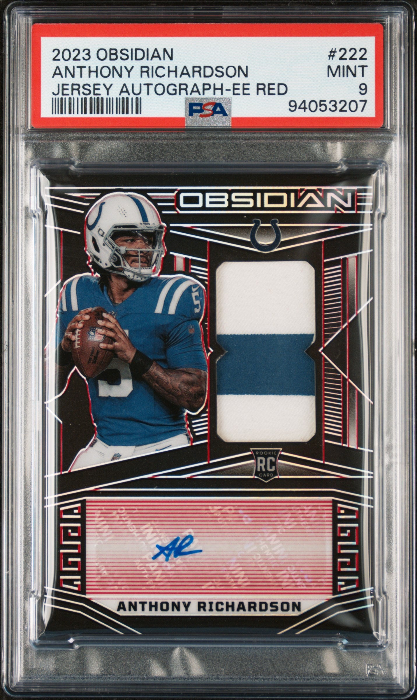 2023 Panini Obsidian Electric Etch Red Anthony Richardson #222 RC RPA /8 PSA 9
