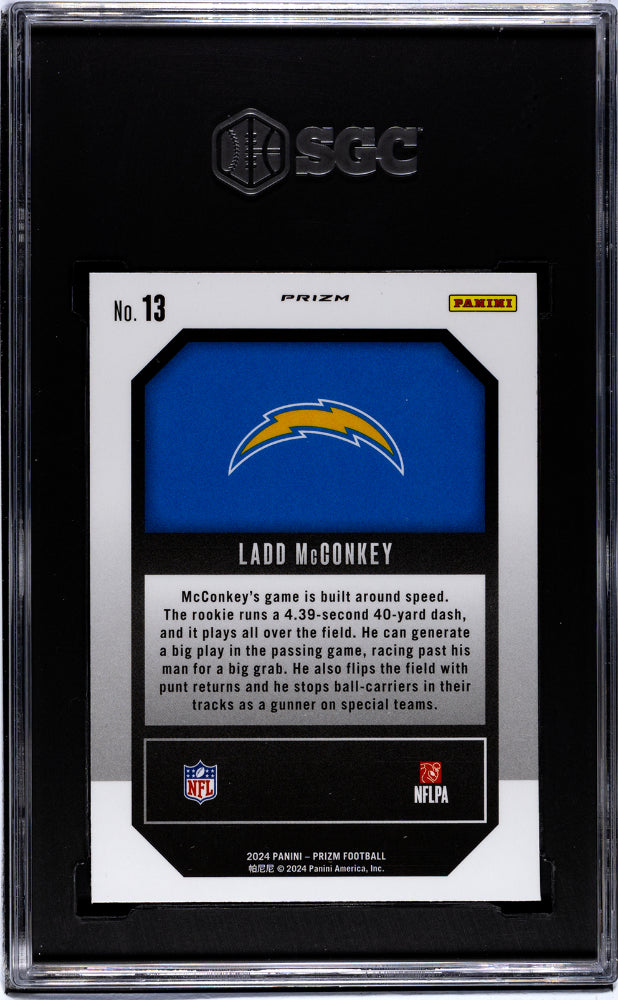 2024 Panini Prizm #13 Ladd Mcconkey Emergent Green Ice Prizm SGC 10
