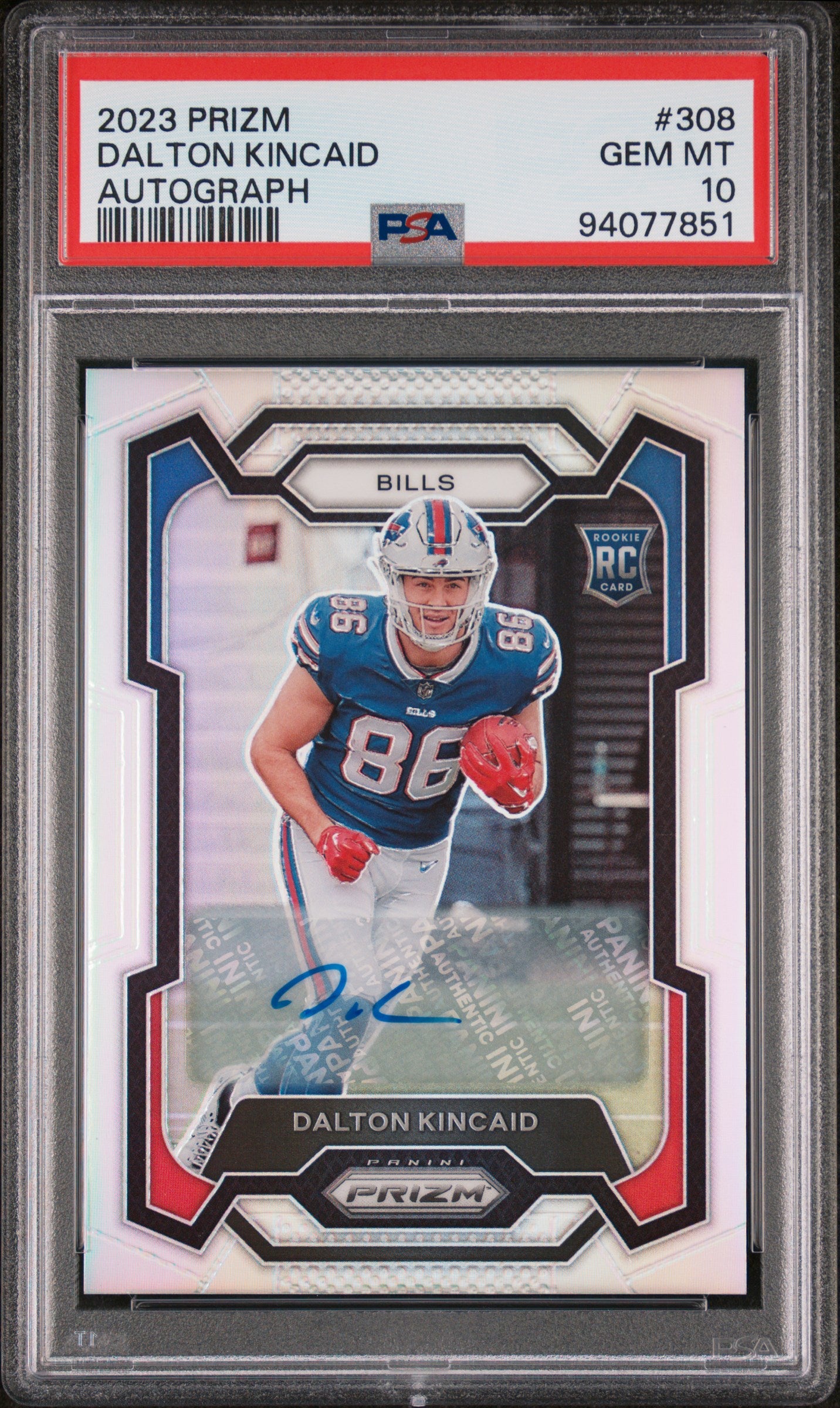 2023 Panini Prizm Dalton Kincaid #308 RC Auto PSA 10