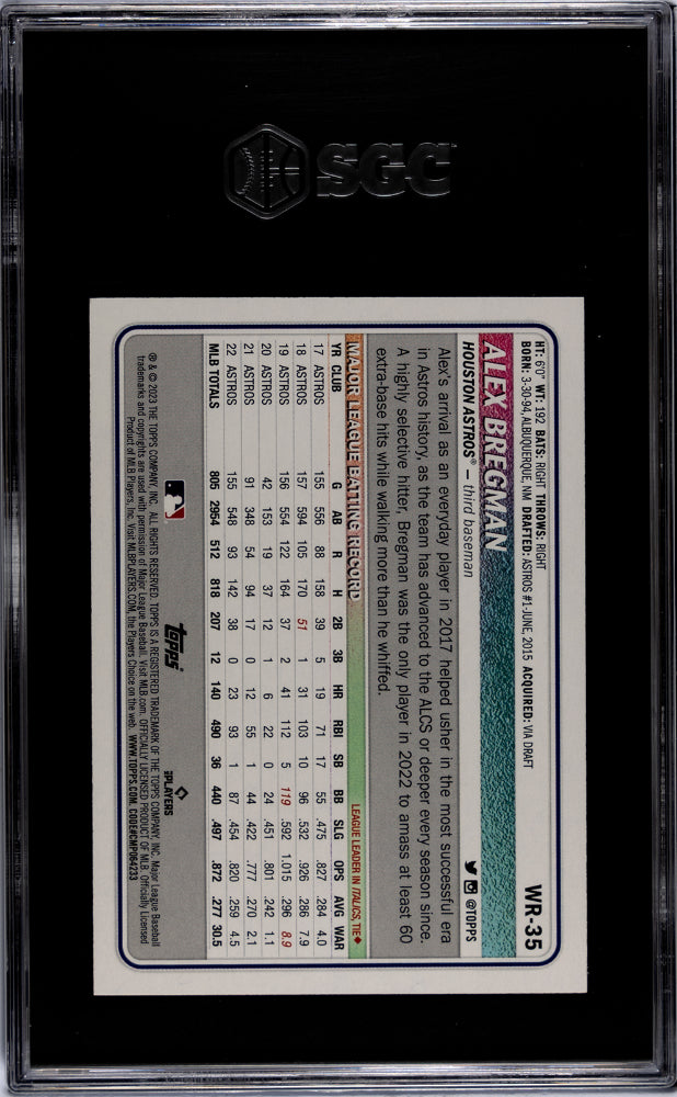 2023 Topps Big League #WR-35 Alex Bregman Wrapper Redemption /99 SGC 8