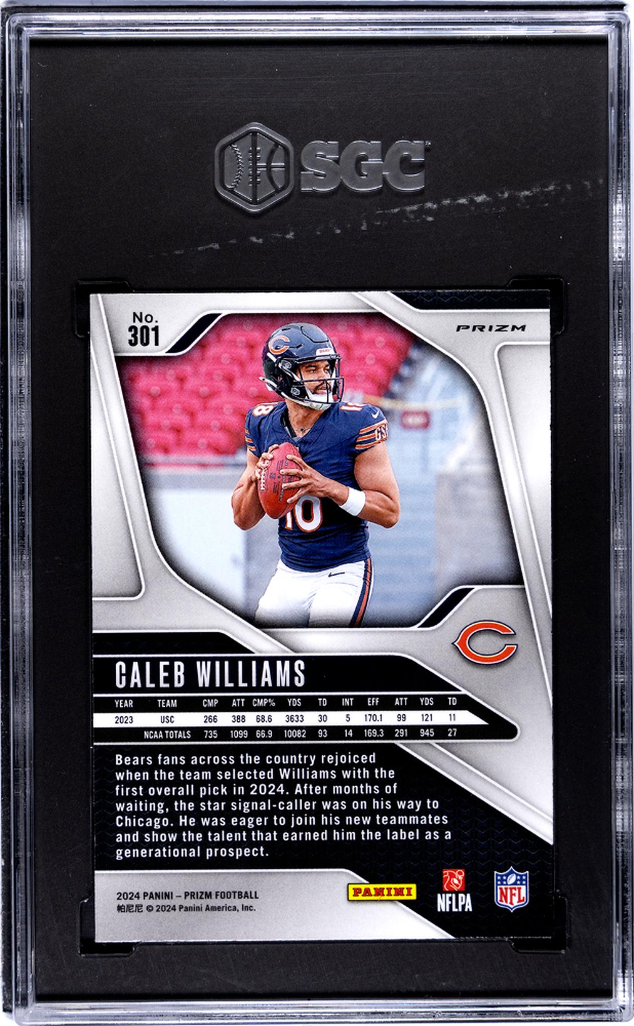 2024 Panini Prizm Lazer Prizm Caleb Williams #301 RC SGC 9