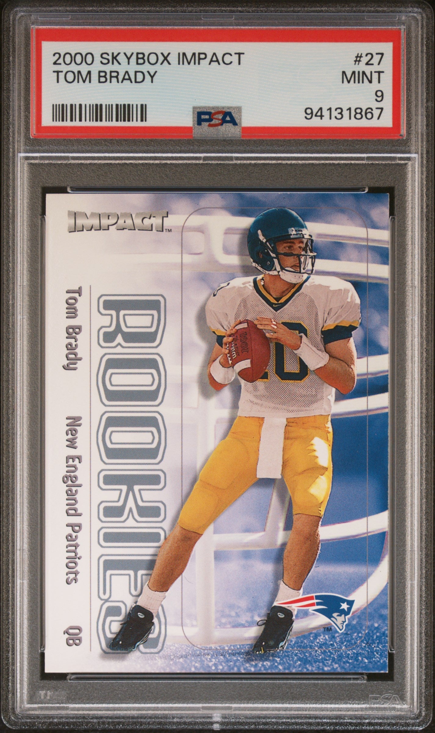 2000 SkyBox Impact Tom Brady #27 RC PSA 9