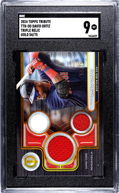 2024 Topps Tribute #TTR-DO David Ortiz Triple Relic Gold 54/75 SGC 9