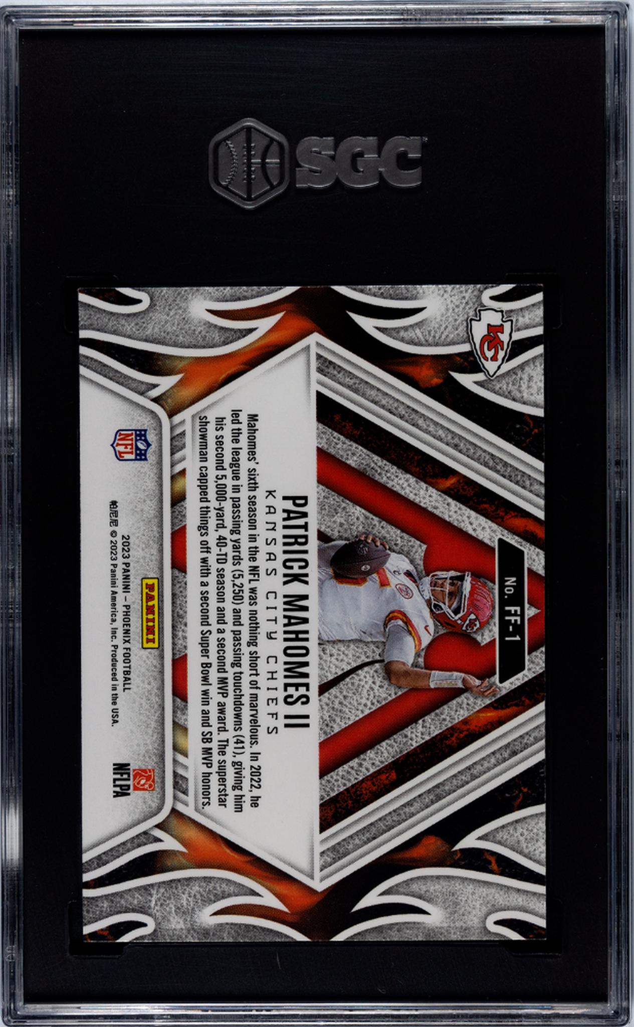 2023 Panini Phoenix #FF-1 Patrick Mahomes II Fire Forged SGC 9.5