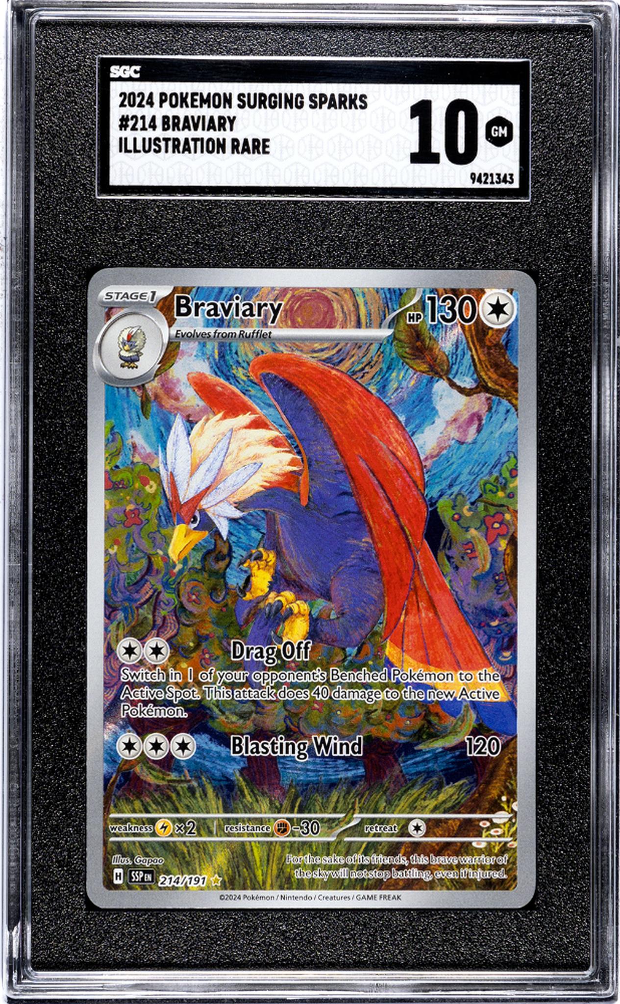 2024 Pokemon #214/197 Braviary Surging Sparks SGC 10