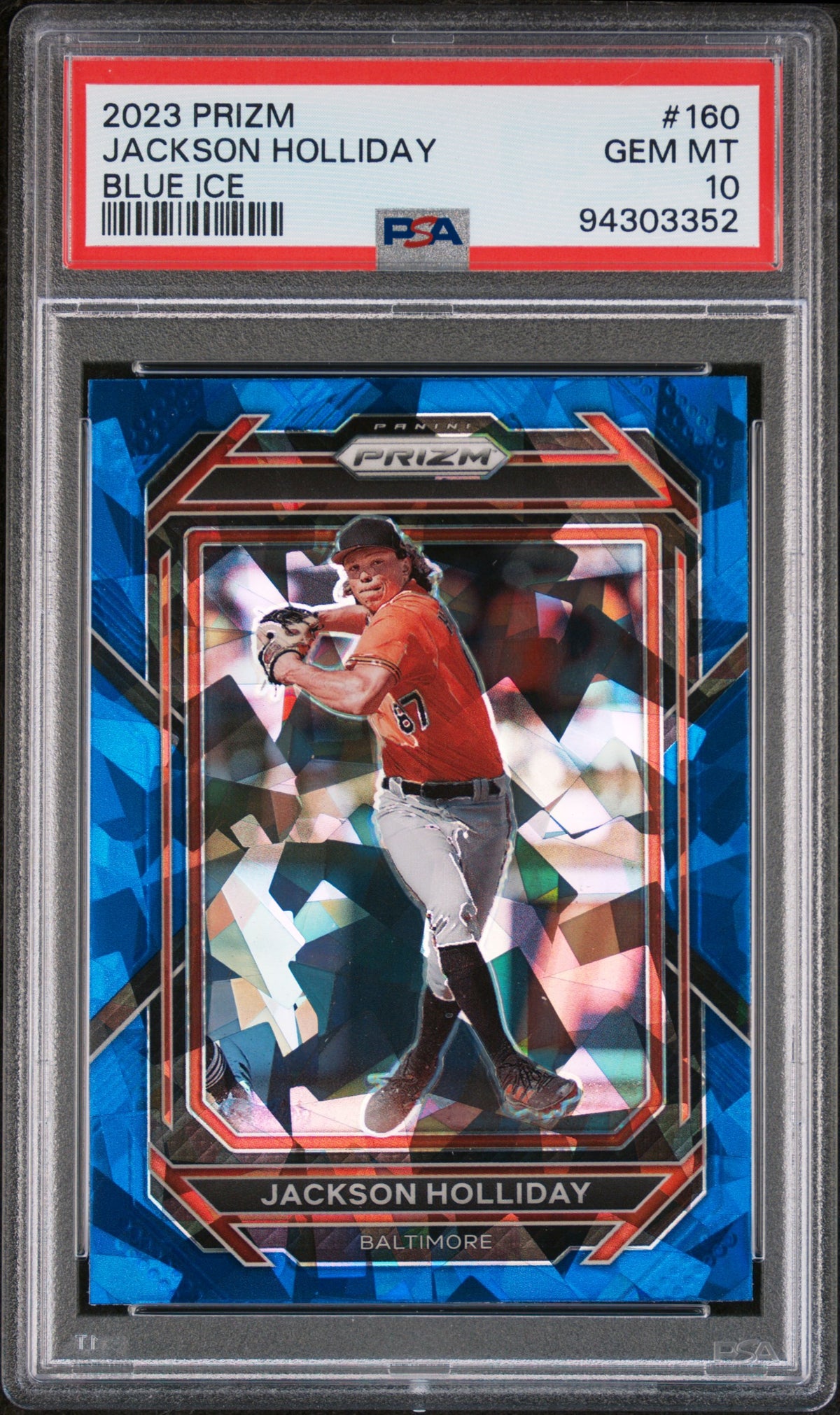 2023 Panini Prizm Blue Ice Jackson Holliday #160 PSA 10