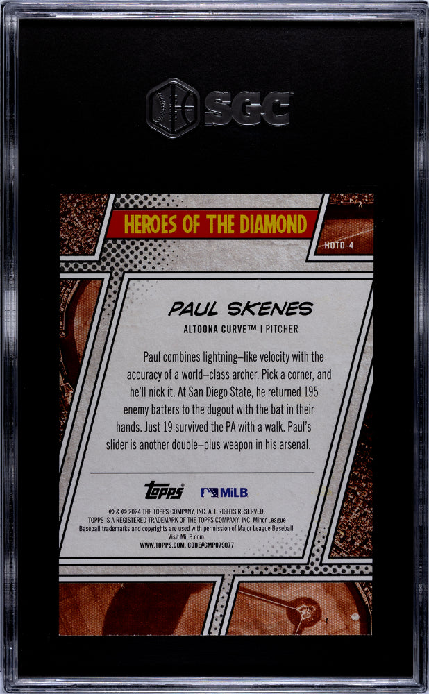 2024 Topps Pro Debut #HOTD-4 Paul Skenes Heroes of the Diamond SGC 10