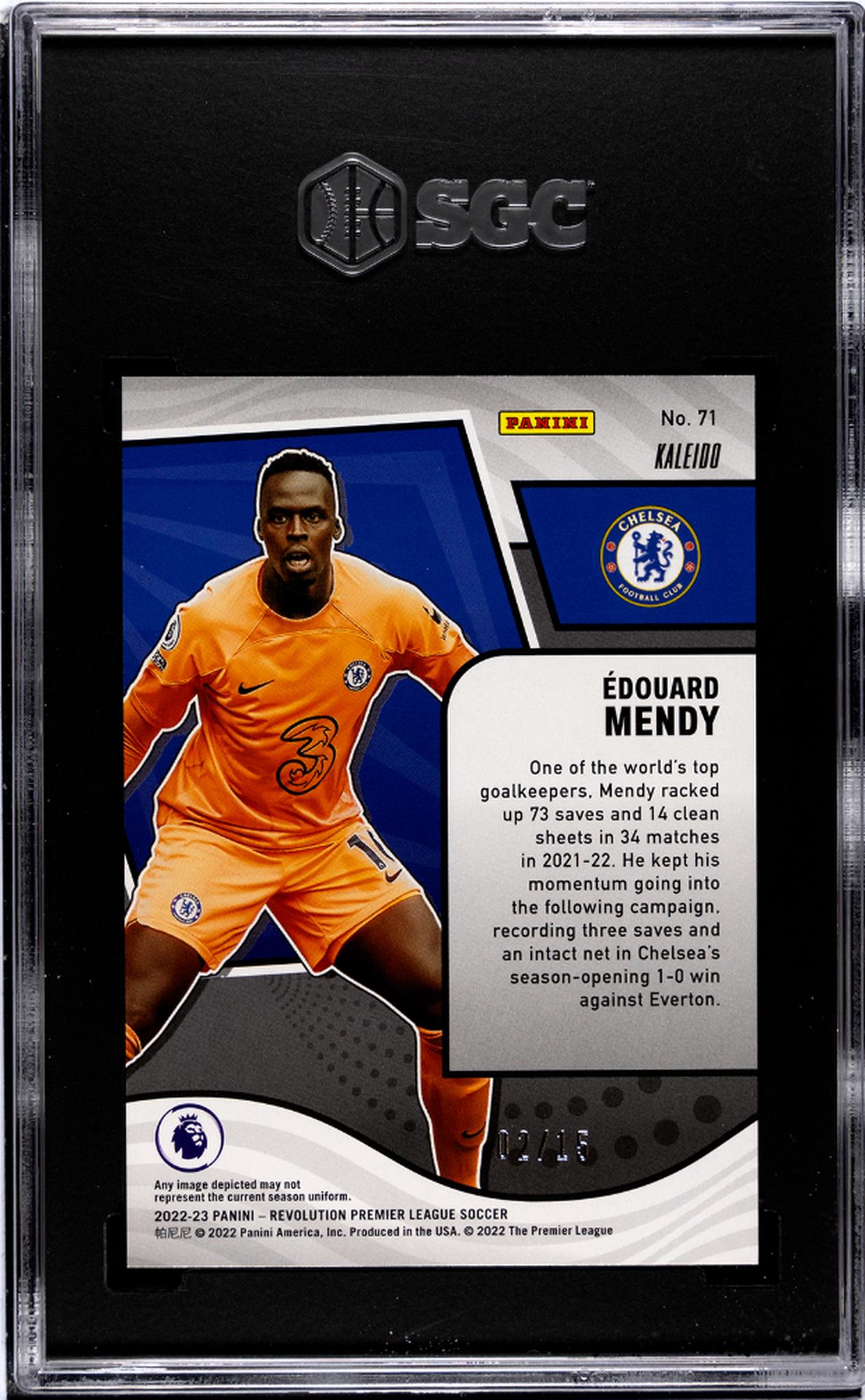 2022-23 Panini Revolution Premier League Kaleido Edouard Mendy #71 /15 SGC 9