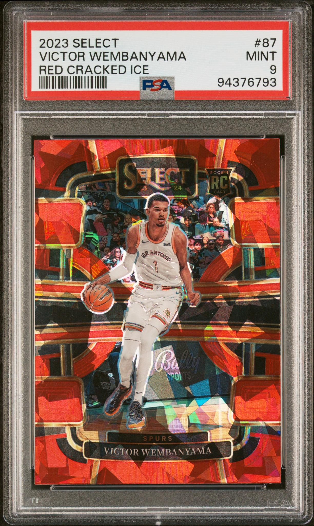 2023 Panini Select Red Cracked Ice Victor Wembanyama #87 RC PSA 9