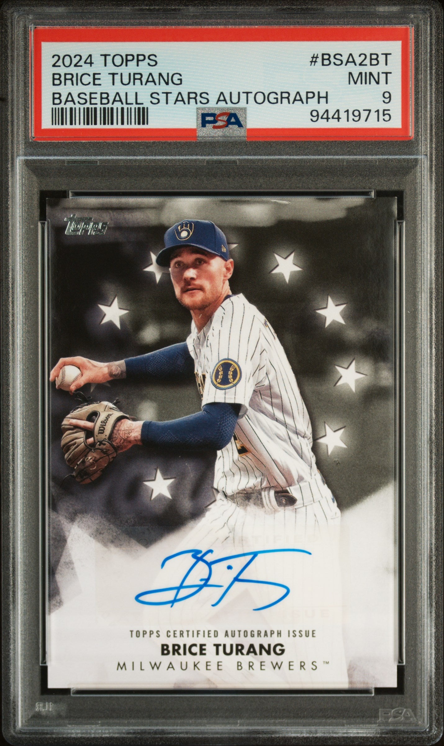 2024 Baseball Stars Autograph #BSA2BT Brice Turang Baseball Stars Auto PSA 9
