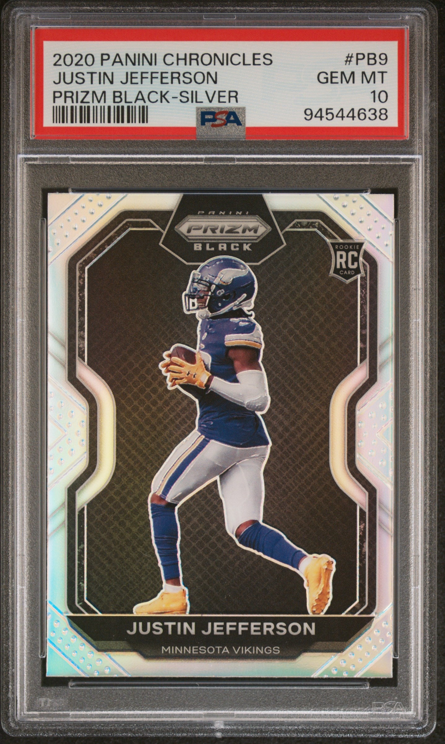 2020 Panini Chronicles Prizm Black Silver Rookie #PB9 Justin Jefferson PSA 10