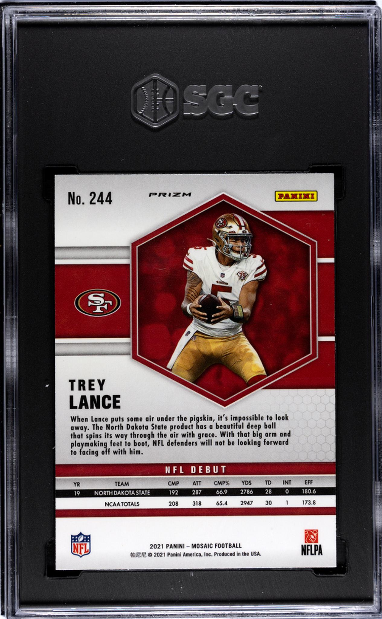 2021 Panini Mosaic #244 Trey Lance NFL Debut Mosaic Rookie  SGC 8