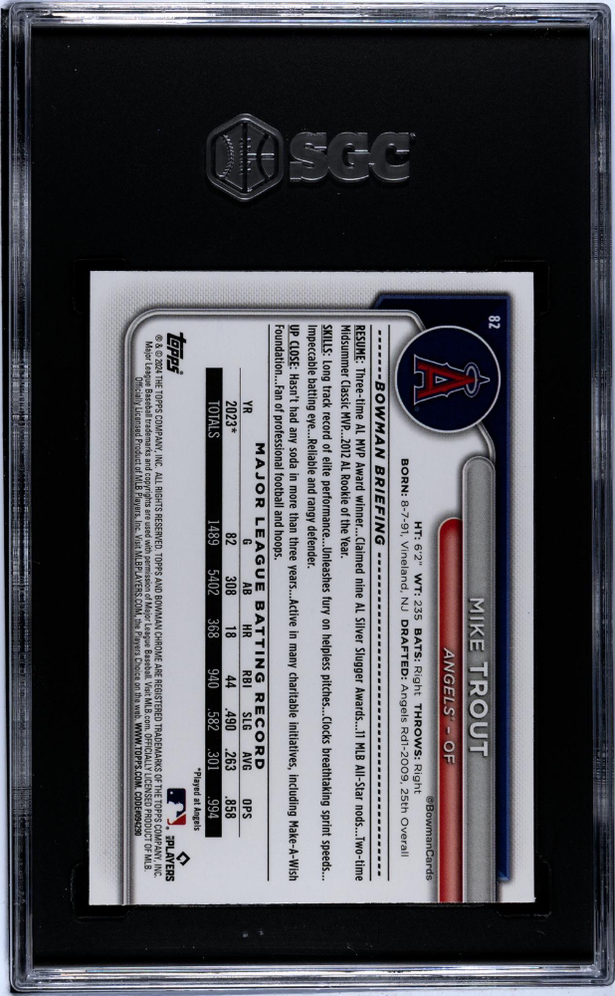 2024 Topps Bowman Chrome Mega Box Mojo Mike Trout #82 SGC 10