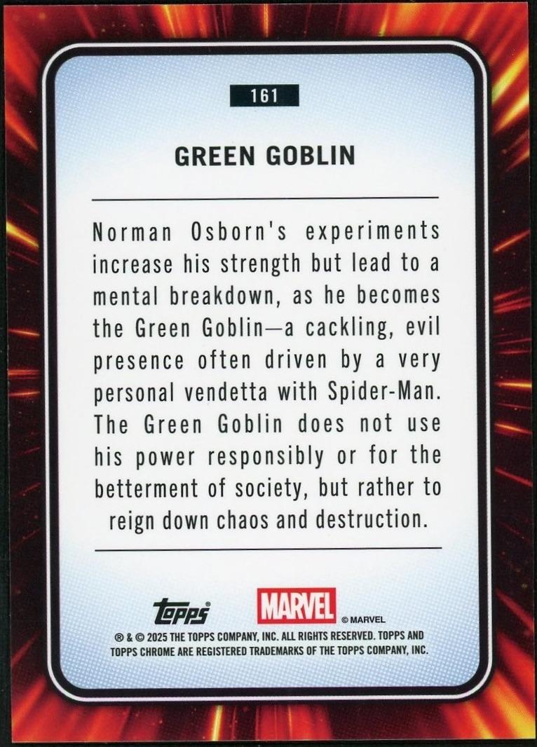 2025 Topps Chrome Marvel #161 Green Goblin Purple Shimmer /75