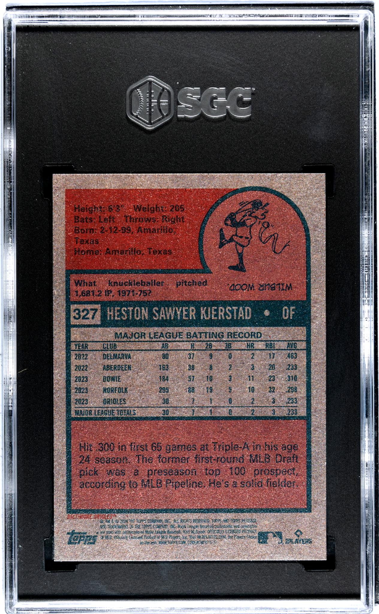 2024 Topps Heritage Heston Kjerstad #327 RC SGC 9.5