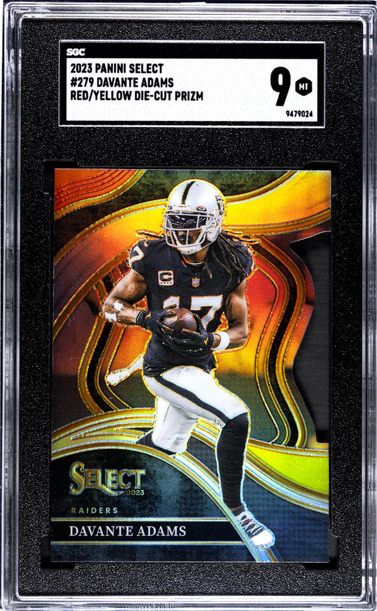 2023 Panini Select #279 Davante Adams Red/Yellow Die-Cut Prizm SGC 9