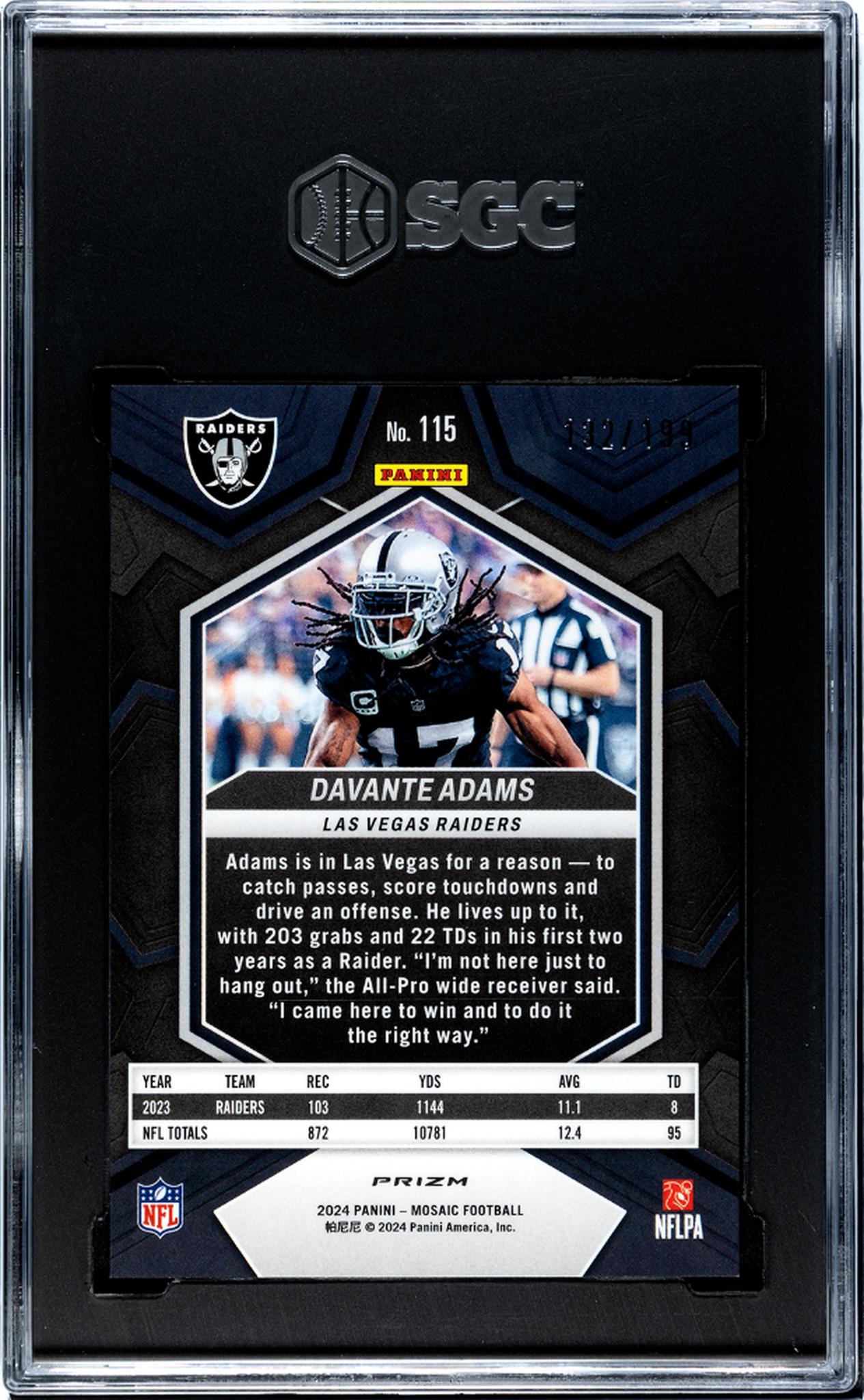 2024 Panini Mosaic Orange Prizm Davante Adams #115 /199 SGC 9.5