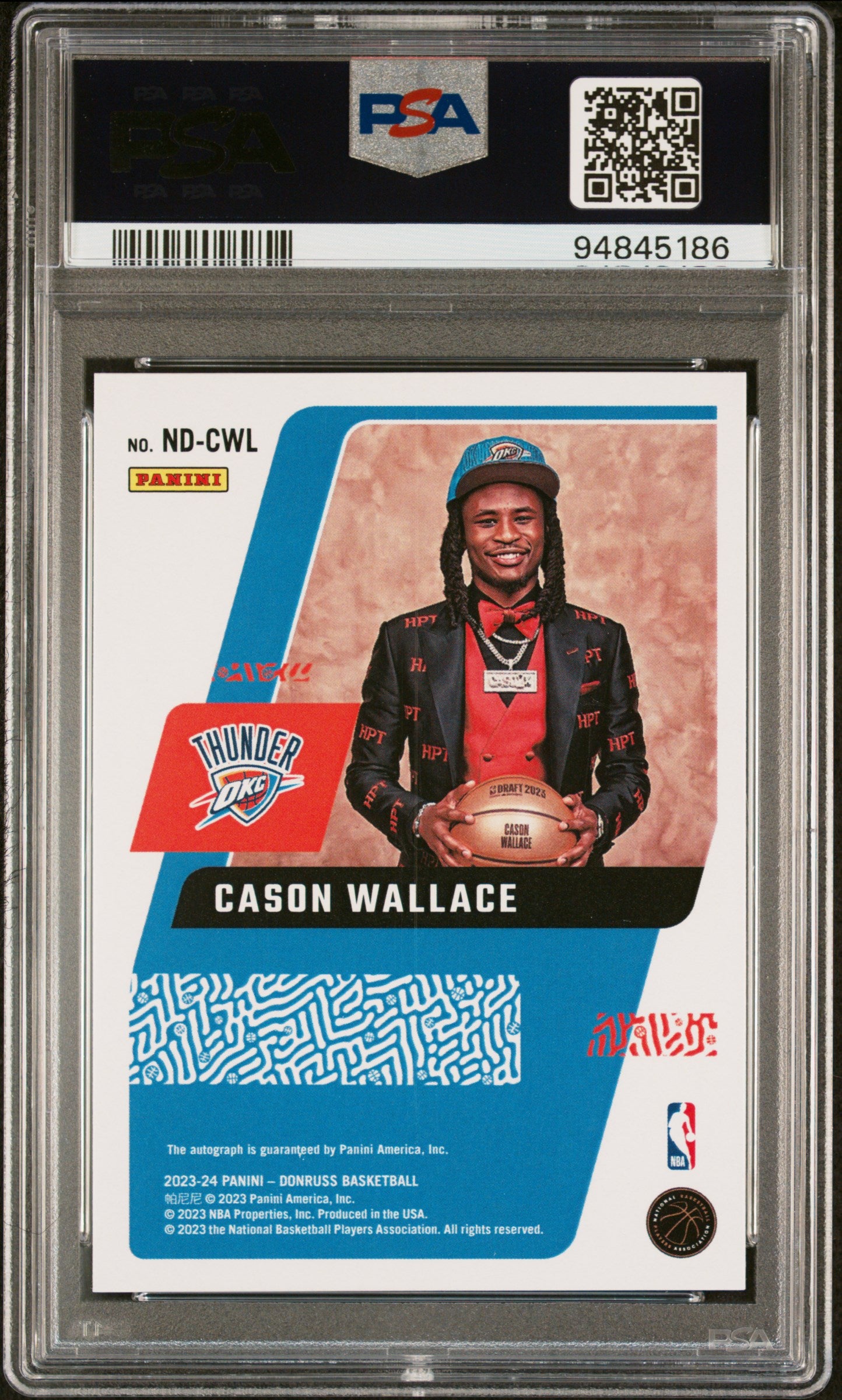 2023 Panini Donruss Next Day #NDCWL Cason Wallace Autograph PSA 9