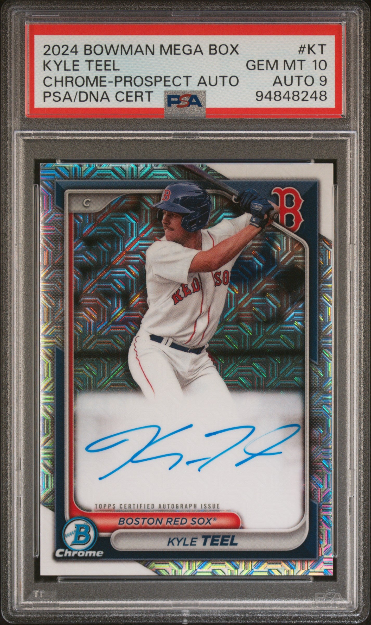 2024 Bowman Mega Box Chrome Bowman Prospect Mega Autographs #KT Kyle Teel Chrome-Prospect Autograph PSA 10