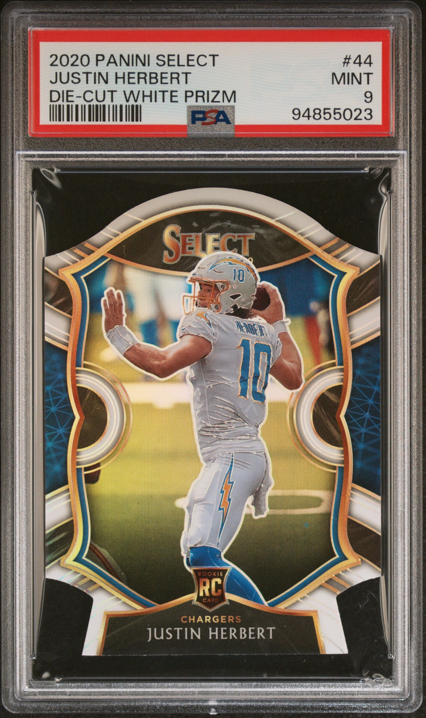 2020 Panini Select Die-Cut White Prizm Justin Herbert #44 RC PSA 9