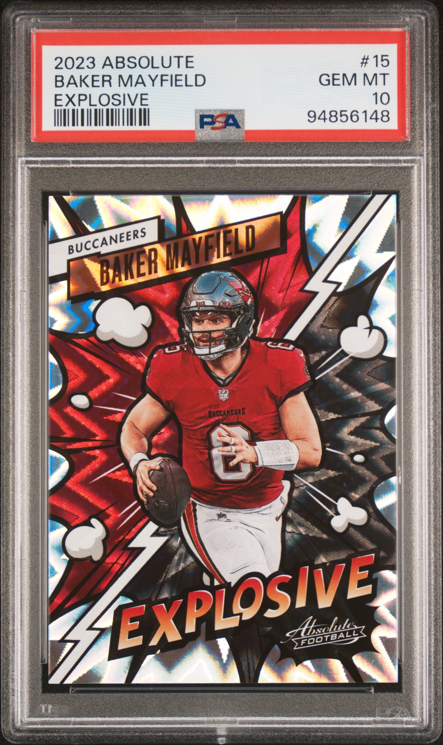 2023 Panini Absolute Football Explosive Baker Mayfield #15 PSA 10