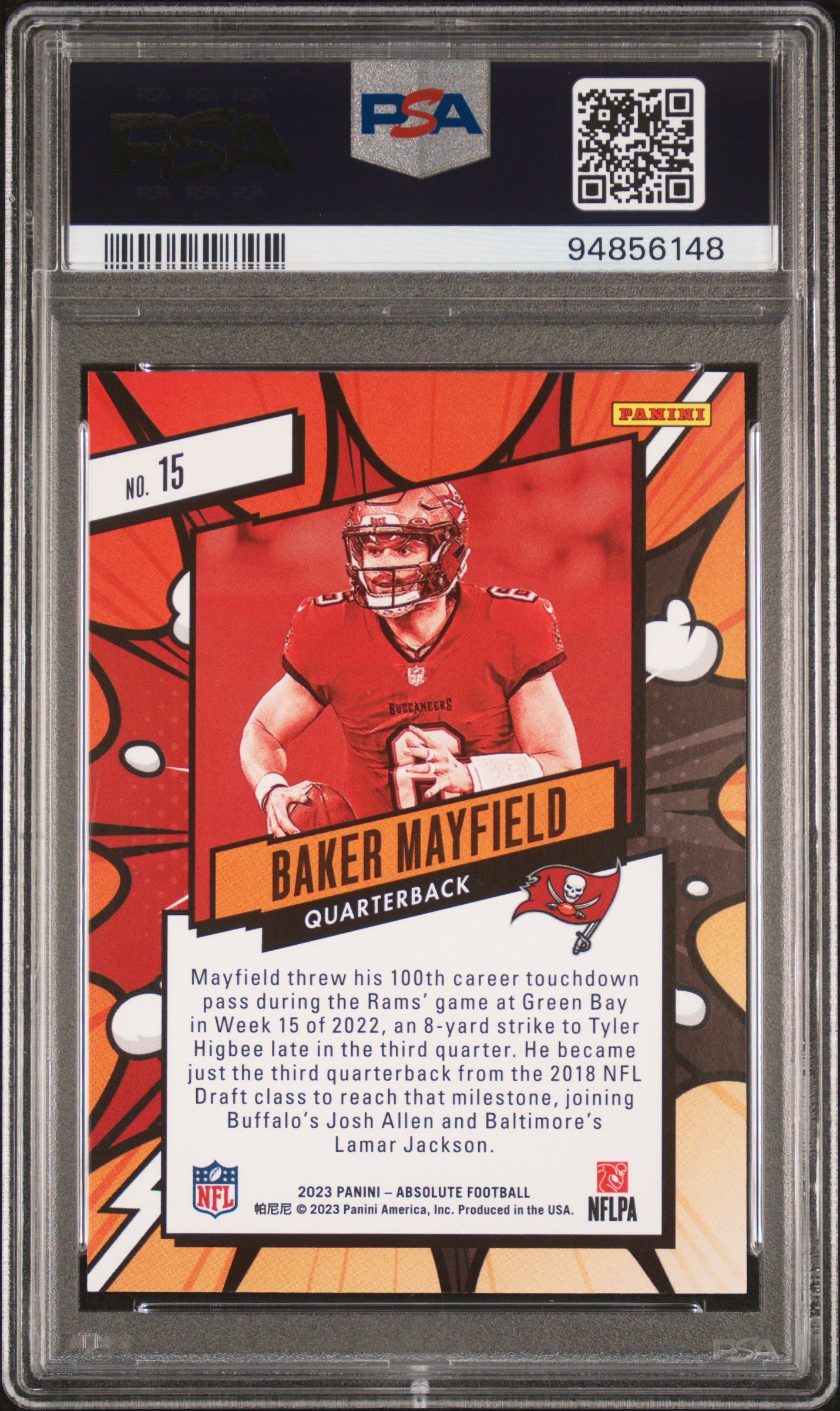2023 Panini Absolute Football Explosive Baker Mayfield #15 PSA 10