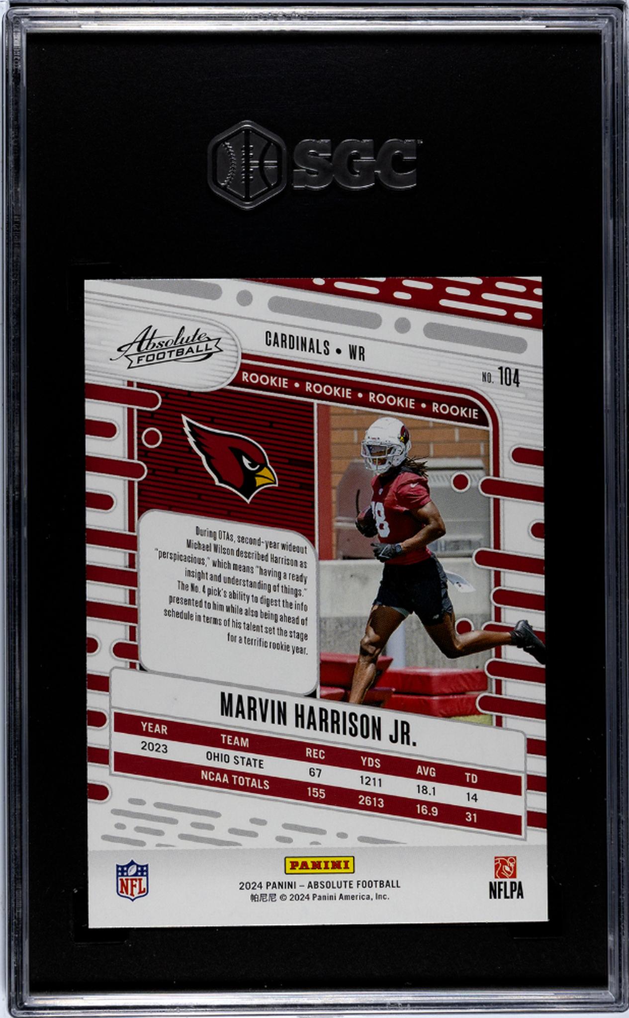 2024 Panini Absolute #104 Marvin Harrison Jr. Retail SGC 9.5