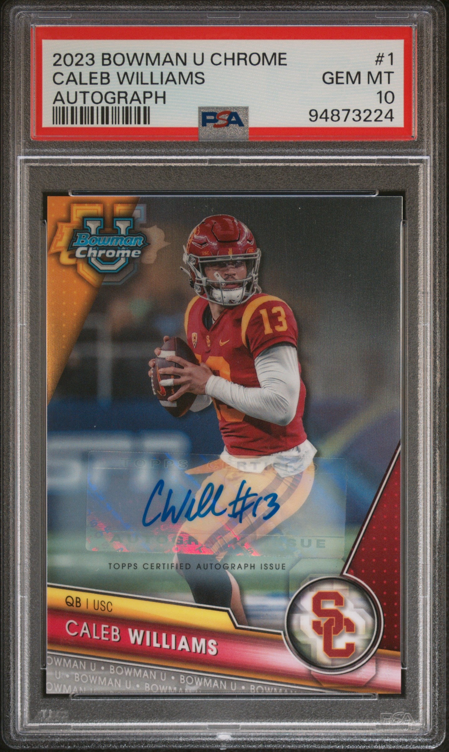 2023 Bowman U Chrome #1 Caleb Williams PSA 10