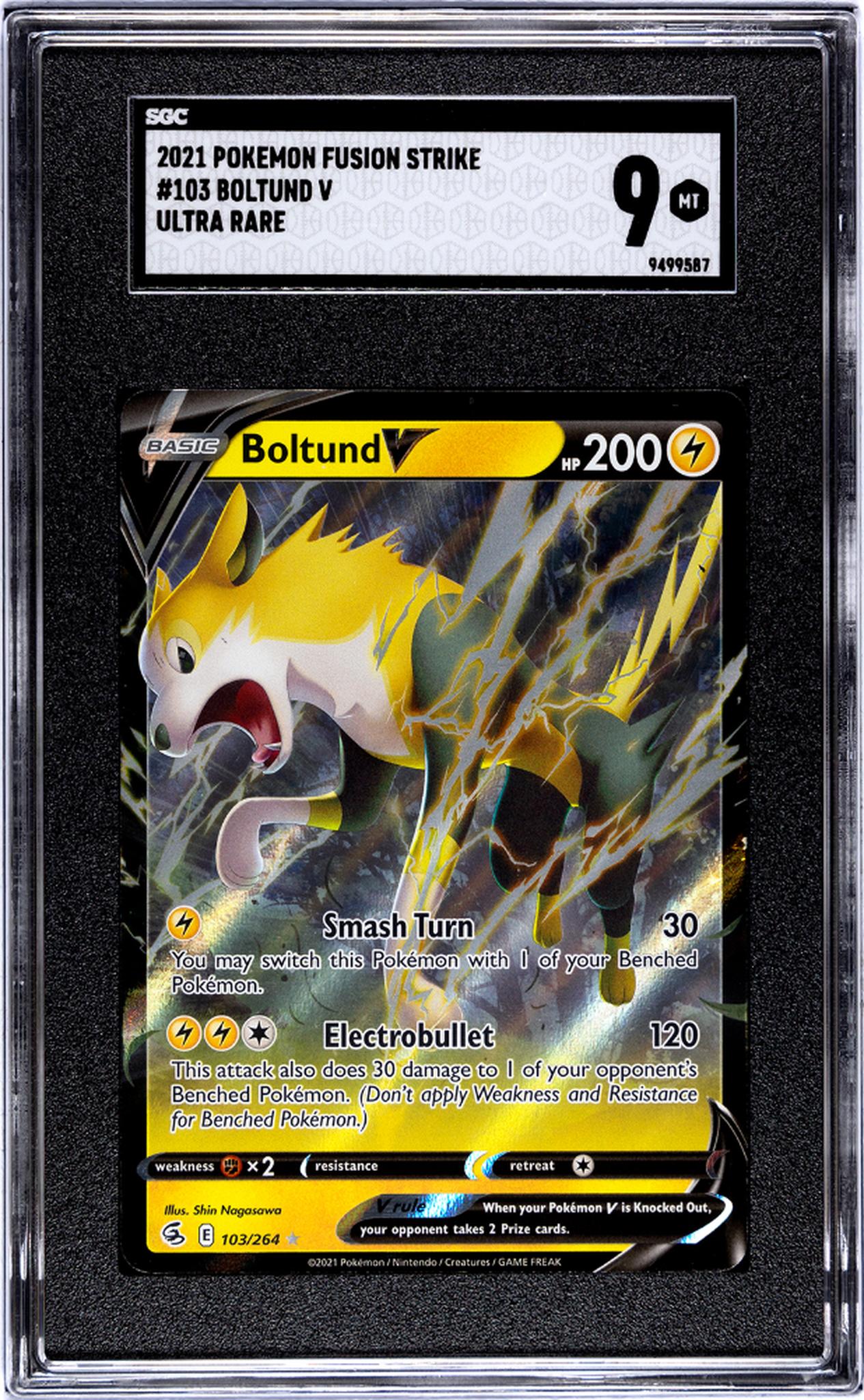 2021 Pokemon Fusion Strike #103 Boltund V Ultra Rare SGC 9