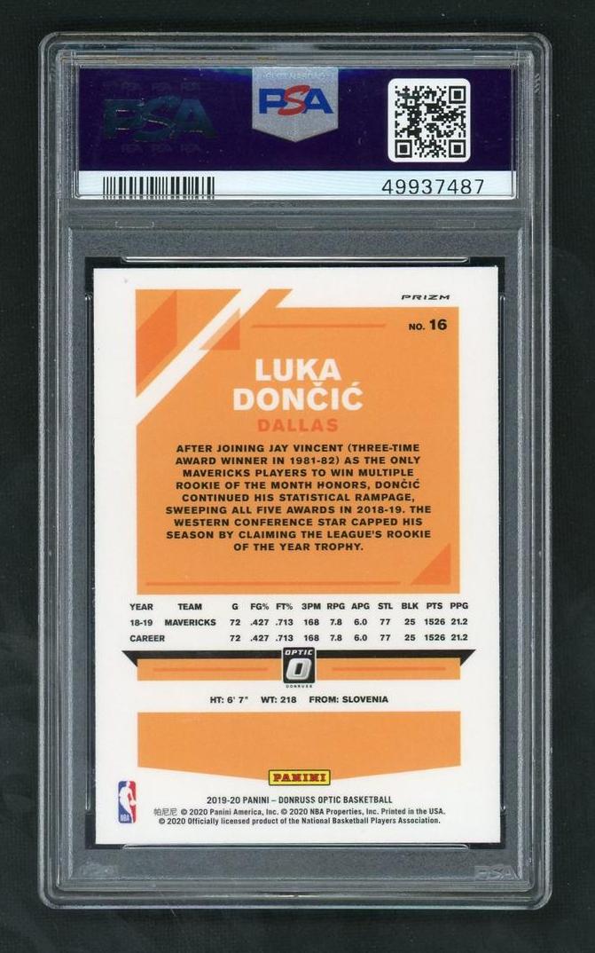 2019 Donruss Optic Blue Velocity Luka Doncic #16 PSA 10